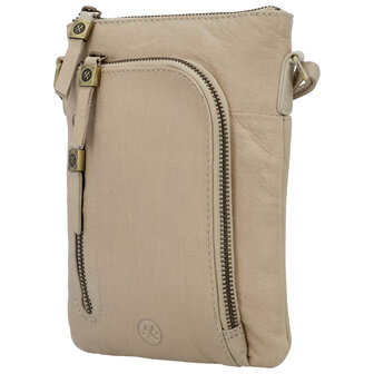 Hide &amp; Stitches Daydreamer leren schoudertas cr&egrave;me zijkant