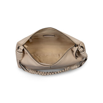 cream leren schoudertas Hamar Bag2Bag binnenkant