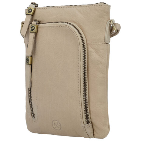 Hide & Stitches Daydreamer leren schoudertas crème zijkant