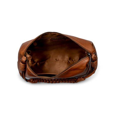 Bag2Bag leren schoudertas Hamar cognac binnenkant